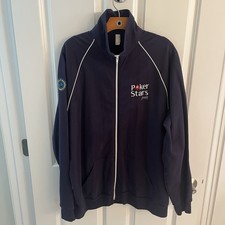 Poker Stars Track Jacket Uomo XXL 2XL Full Zip Blu Tasca Canguro Caraibi