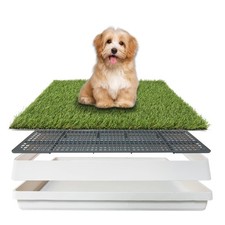 Dog Grass Pad with Tray 18.5x23in, Dog Litter Box for Puppy Potty Training, I...