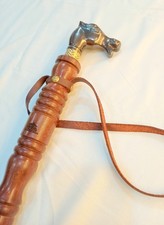 Solid Brass Shoe Horn 22" Long Handle Hound Dog Face Handmade Dressing Aid