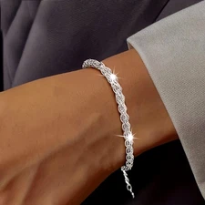 Women's 925 Sterling Solid Silver Bracelet Size 8 Inches 4MM lobster US