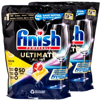 2x Finish Powerball Ultimate All in 1 Lemon 50 Tabs