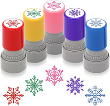5 PCS Winter Snowflake Stamps for Crafting, Self-Inking Christmas Party Favors W