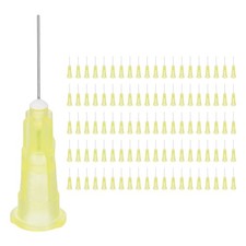 100 Pcs 0.5" 30G Blunt Tip Dispensing Needles Liquid Dispenser, Light Yellow