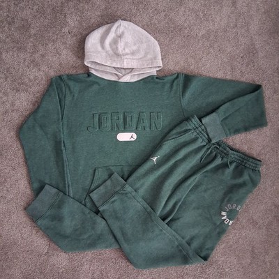 Jordan Boys Logo Embossed Heathered Fleece Hoodie & Logo-Print Fleece Jog XL