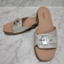 Dr Scholls Island Icon Sandals Women's 7.5M US Silever Buckle Comfort Slide