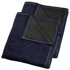 4 Moving Blankets Furniture Pads - Pro Economy - Navy Blue and Black 80" x 72"