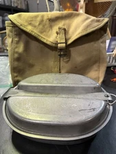 Vintage WWII U.S. Military M-1928 Mess Kit Complete Set w/ Rare Issued Pouch