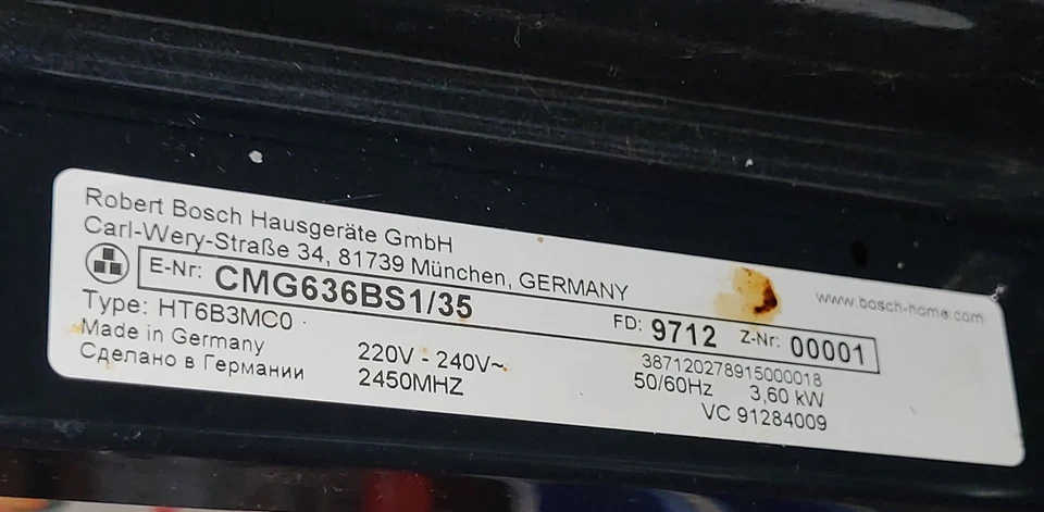 Bosch Kompakt Mikrowellenbackofen CMG636BS1/35 DEFEKT - Bild 2 von 4