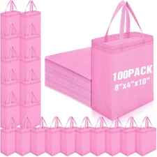 100 Pcs Reusable Tote Bag Bulk 8 x 4 x 10 Inch Non Woven Shopping Bag with Ha...