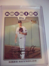 GREG REYNOLDS COLORADO ROCKIES TOPPS ROOKIE CARD. rookie card picture