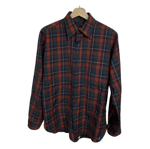 Pendleton, Sir Pendleton Vintage Plaid 100% Wool Shirt Button 1960s Medium
