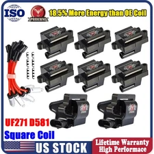8 Pack Square Ignition Coil and Spark Plug Wire For Chevy GMC 4.8L 5.3 6.0L 8.1L