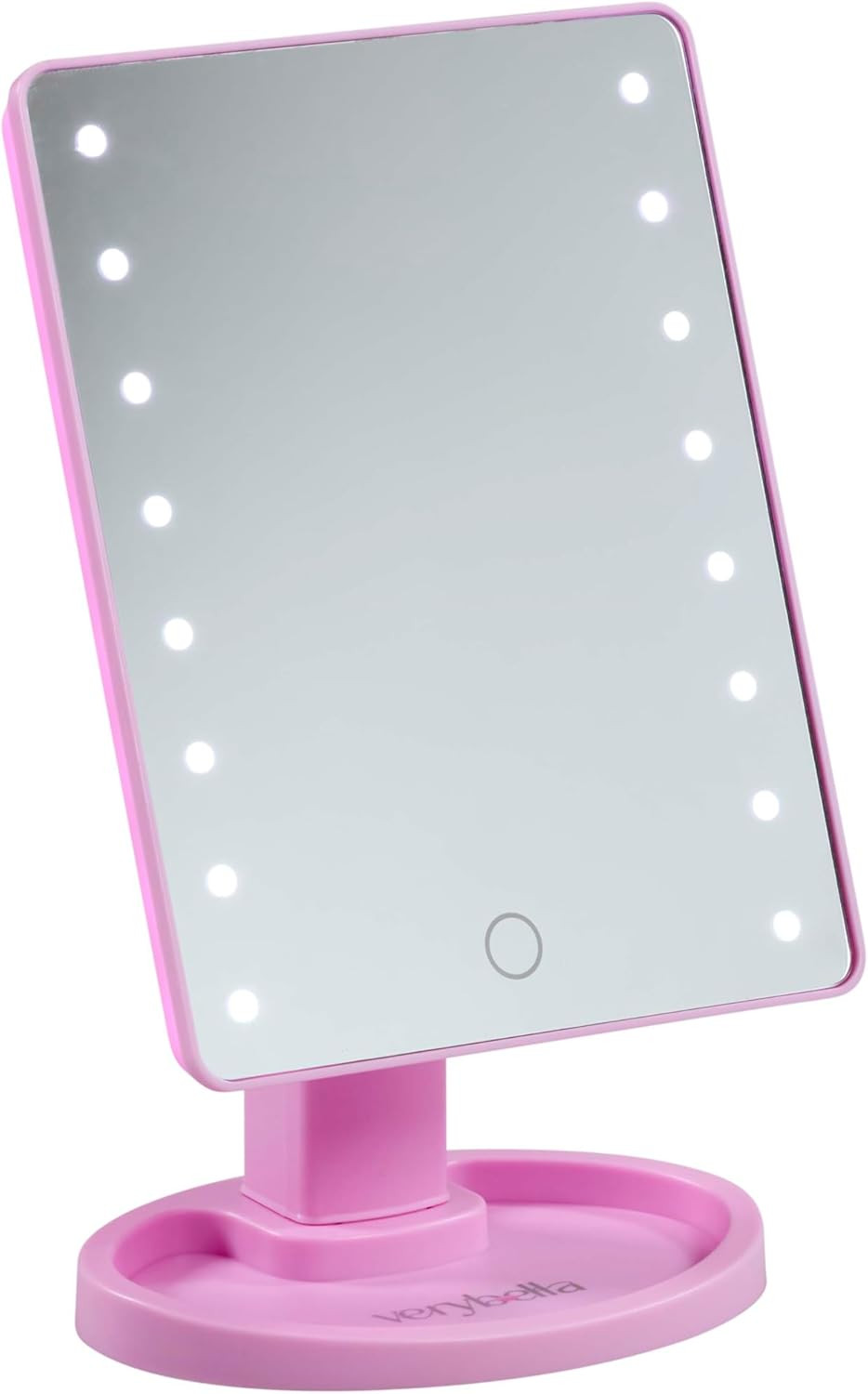 Specchio Cosmetico Rosa LED - Alta Definizione e Controllo Touch Regolabile