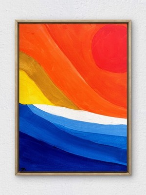 RiverRunArt Hand Painted 12x16 Abstract Navy Ocean Acrylic Canvas Art Home Decor