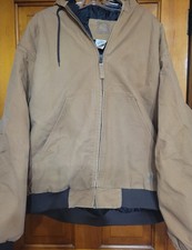 Berne Canvas Work Jacket Men's Brown Quilted Hooded Winter SZ 2XLR