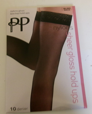 Pretty Polly 10 denier sheer gloss lace top Hold ups Style PNAF85 many color M/L