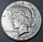 1928-S Peace Silver Dollar - BETTER DATE - CHOICE BU+! Old Glory C&C 1c Auction!