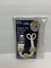 Itzy Ritzy Sweetie Strap Plus Silicone Pacifier Clip, Bear Clip, Neutrals NEW