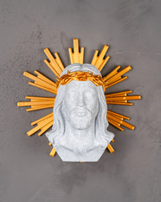Jesus Sacred Heart Wall Art Bust Catholic Christian Decor Gold Halo Statue