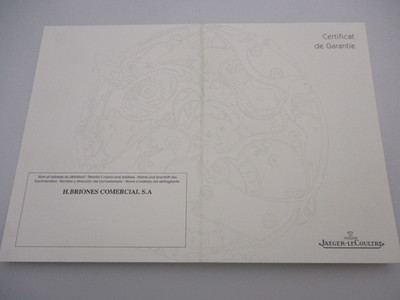 Jaeger-LeCoultre Retail-Stamped Watch Certificat Garantie Guarantee Certificate