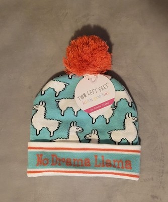 Two Left Feet No Drama Llama Pom Hat Turquoise Orange Insulated Knitted Winter