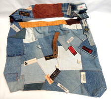 Vintage Denim Jean Patch Work Pocket Shoulder Bag Handbag Tote 1980's