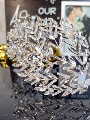 Wedding crystal hair vine, Crystal bridal silver headband 