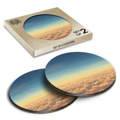 2 x Box Runde Untersetzer - Über Wolken Pilot Sonnenuntergang Flugzeug #21076