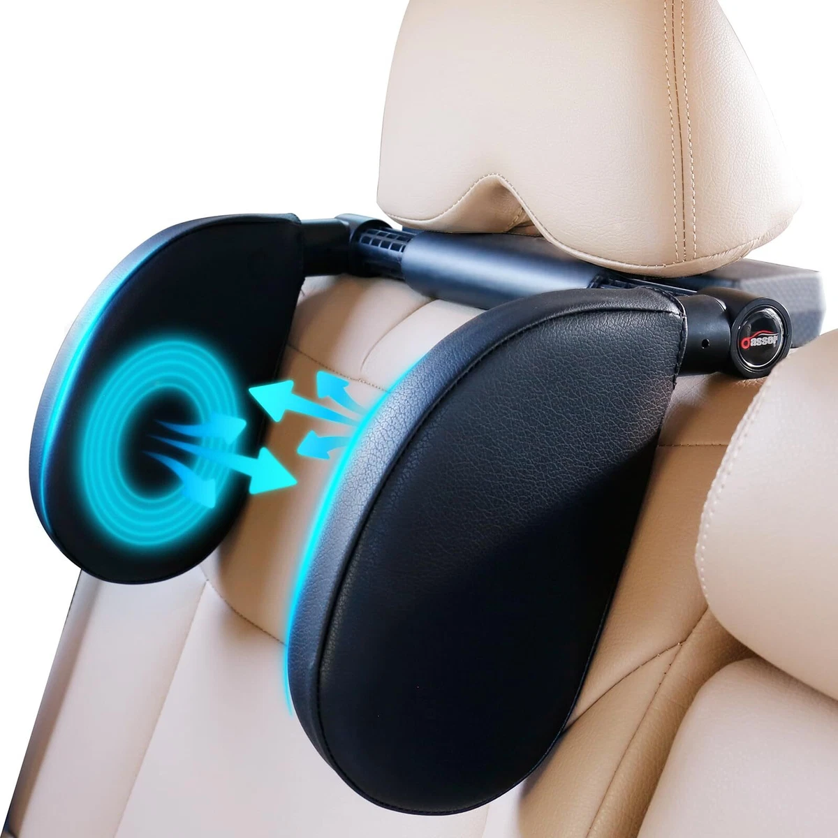 Cuscini Poggiatesta 2 Cuscini Supporto Collo Per Auto - In Pelle PU Premium, Colore Nero, Universali Per Sedili Sedia Polipropilene Verde - Foto 4