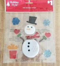 DISCONTINED Holiday CHRISTMAS Snowman GEL WINDOW GLASS CLINGS STICKERS DECOR