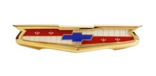57 Chevy 6 Cyl. Bel Air Gold Trunk Emblem Bezel 1957 Chevrolet New 57 Chevy 6 Cyl. Bel Air Gold Trunk Emblem Bezel 1957 Chevrolet New