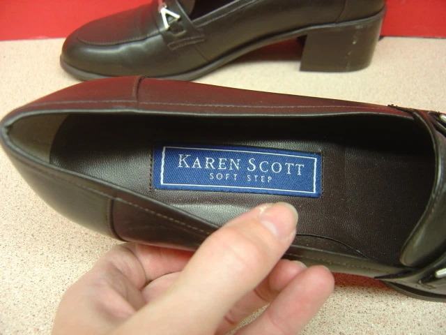 Mujer Karen Scott " Suave Paso " Cuero Marrón Oscuro Tacones Número 7M - Imagen 2 de 4