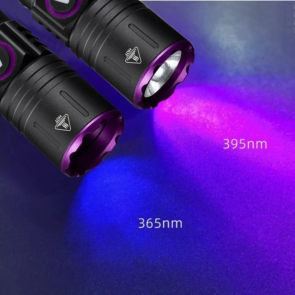 Linterna UV Ultra Violeta 395nm Luz LED Luz Negra Marcador Antorcha 365nm Lám... - Imagen 2 de 4