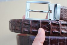 Dark Brown Genuine Croc Hornback LEATHER Men's Belt
