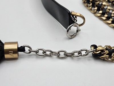 Diane von Furstenberg DVF Black Leather Tassel Metal Gold  display picture 1