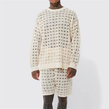 Mens Sweatsuits 2 Piece Long Sleeve T-Shirt Tracksuit Sets Casual Shorts Suits