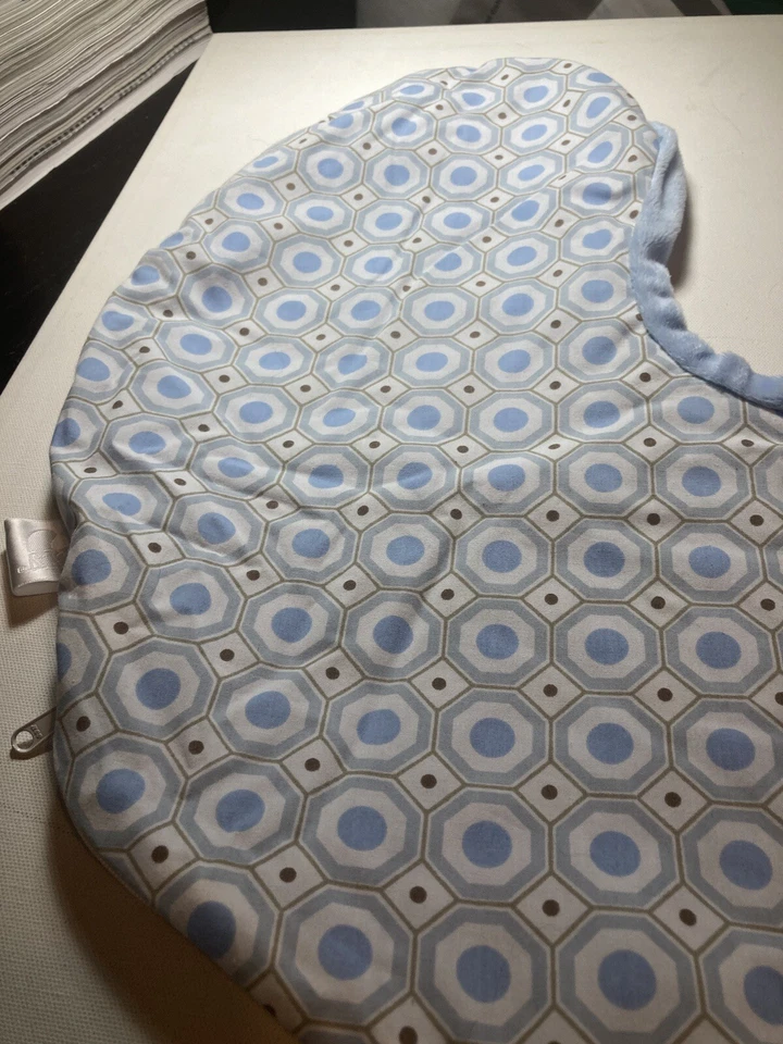 Funda de Almohada Boppy Patrón Azul Forma de U Poliéster Mezcla de Algodón Cremallera Uso Funciona Foto 2 de 4