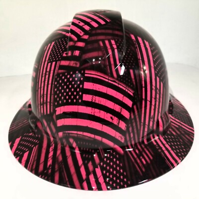 NEW FULL BRIM Hard Hat custom hydro dipped  AMERICAN FLAG AMERICAN WOMAN EDITION