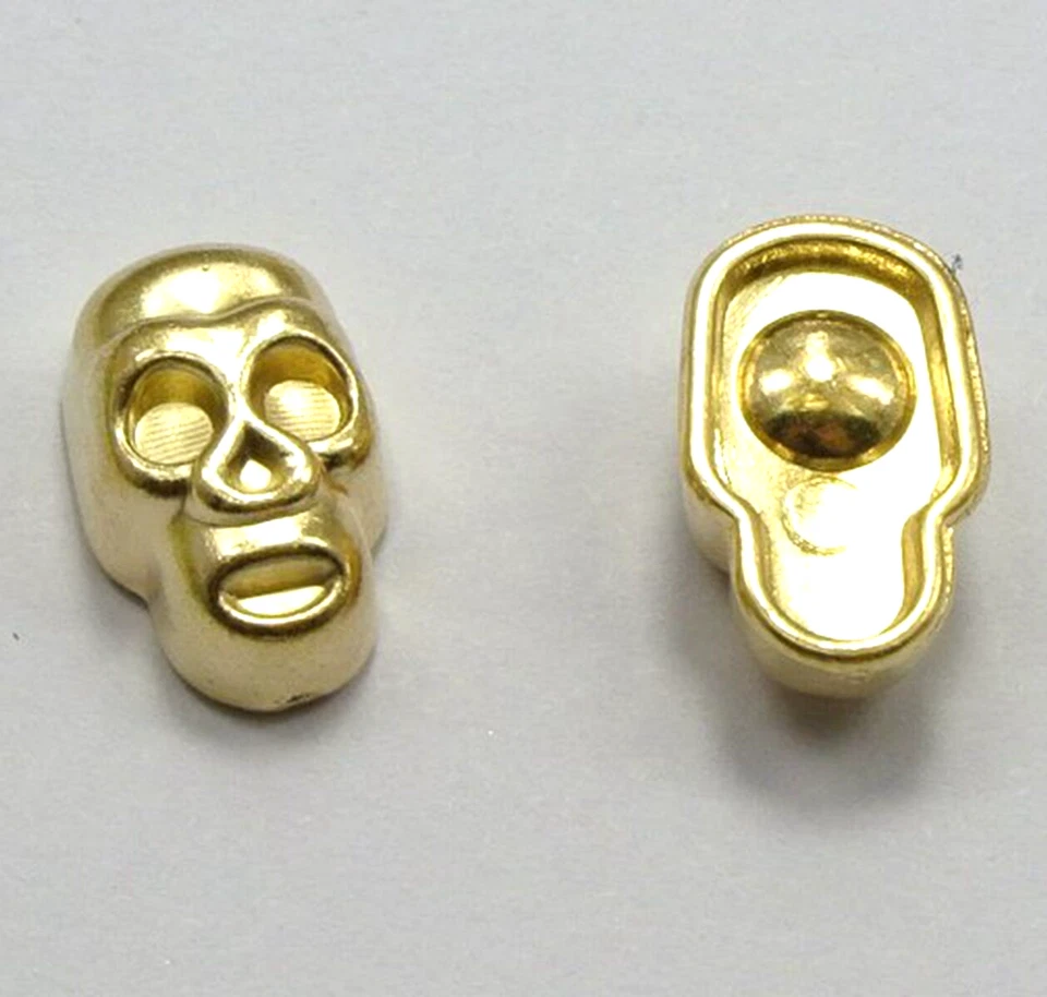 100 tachuelas calaveras acrílicas metálicas tono dorado 12X7 mm sin orificio para decoración de teléfono celular Foto 3 de 4
