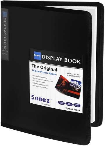 30-Pocket Binder with Plastic Sleeves 8.5X11 (Black), Heavy Duty Art Portfolio F