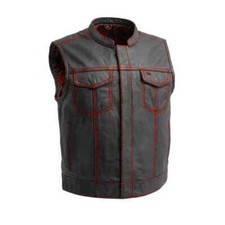 Club Style Men's Leather Vest Biker Cut - Multiple Colors - Concealed Carry
