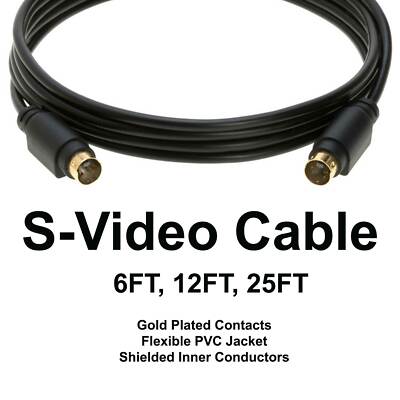 S Video Cable 4 PIN Monitor S-Video SVHS Male VCR Camcorder 6FT 12FT 25FT lot