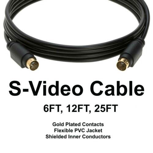 S Video Cable 4 PIN Monitor S-Video SVHS Męski magnetowid Kamera 6FT 12FT 25FT Partia - Zdjęcie 1 z 3