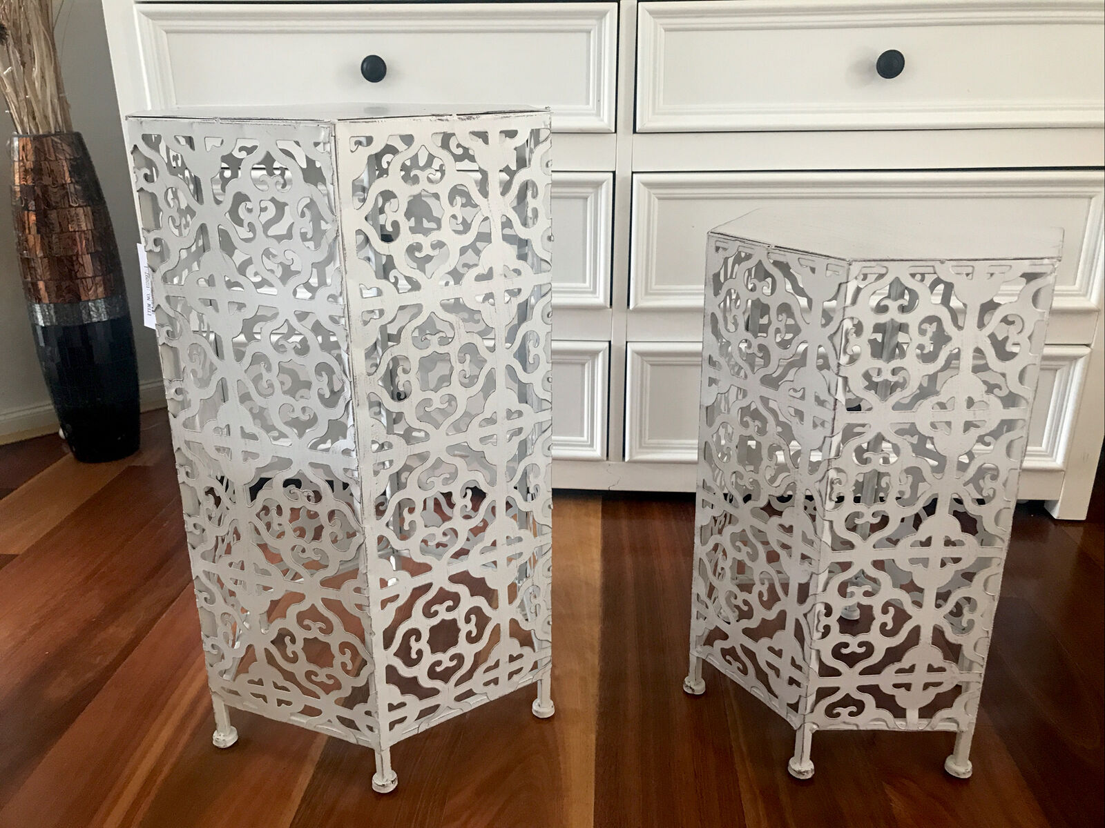 Set of 2 - Moroccan Display Tables/ Full Metal Design Stylish Furniture