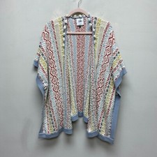 Cabi Love Carol Womens Multicolor Siesta Knit Fringe Boho Open Front Cardigan XS