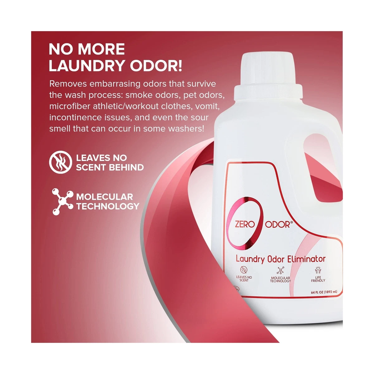 Laundry Odor Eliminator Concentrate 64 Oz Zero Odor, 46 OFF