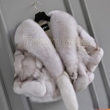 100 Real Genuine Fox Fur Coat Women's Fur Jacket Luxury Fluffy FUR Overcoat