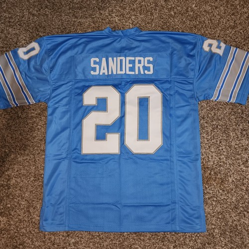 UNSIGNED CUSTOM Sewn Stitched Barry Sanders Blue Jersey XL eBay