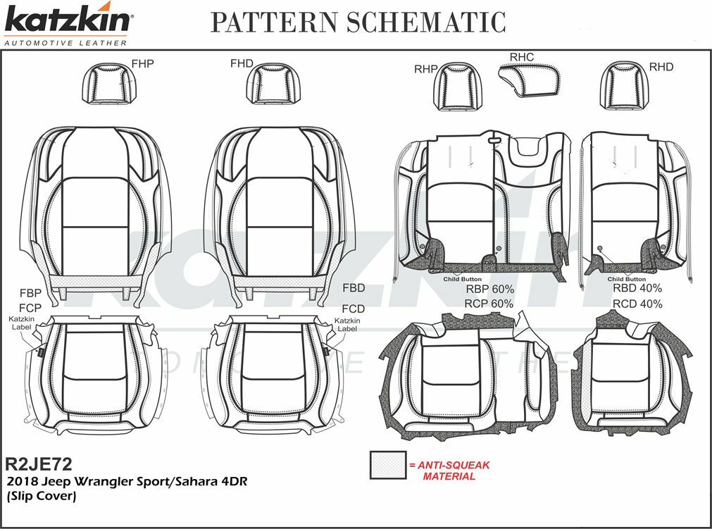 Katzkin Black & Red Tek Hex Leather Seat Covers for 20182022 Jeep