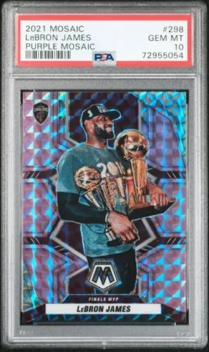 Lebron James 2021-22 Panini Mosaic Purple Prizm Finals MVP Card #298 PSA 10 /49